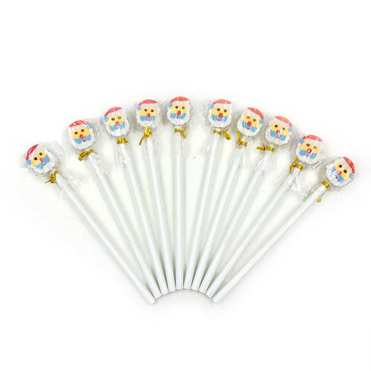 Creion cu gumă model Moș Crăciun - set 10buc