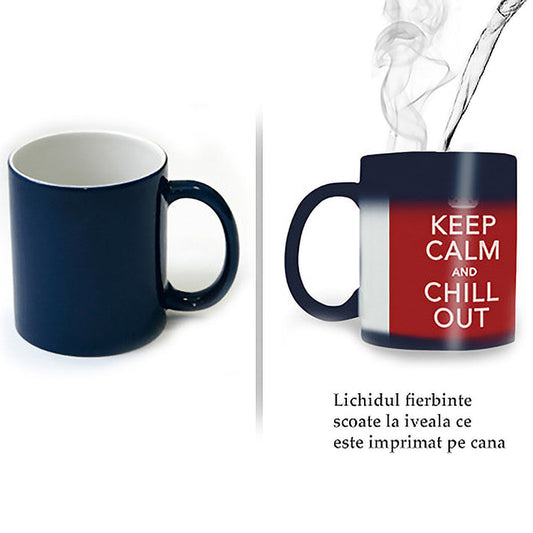 Cană termosensibilă albastru lucios