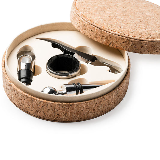 Set 4 accesorii vin în cutie de plută