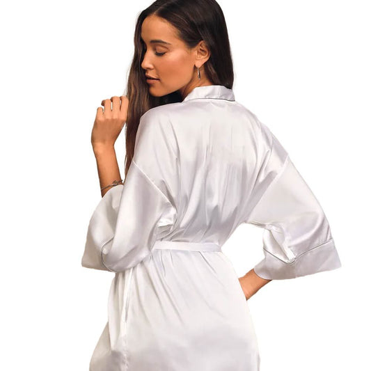 Halat din satin, alb BRIDE