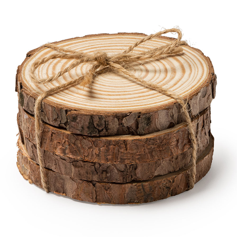 Set 4 felii de lemn in cutie - 10cm x 1cm grosime