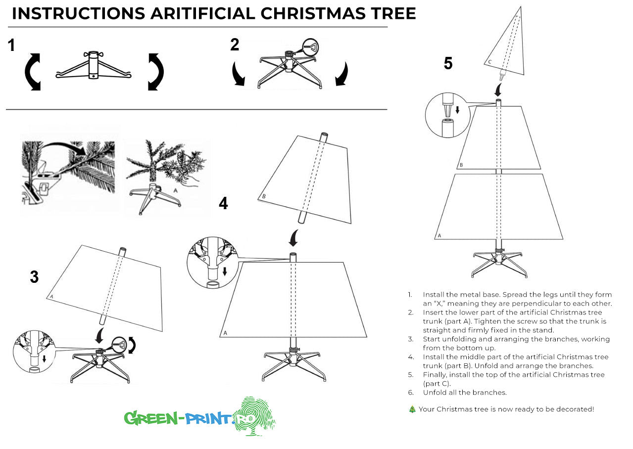 Brad artificial realistic Crăciun cu suport metalic - Molid