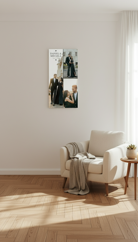 Tablou Nuntă - Colaj Fundal negru cu 3 imagini
