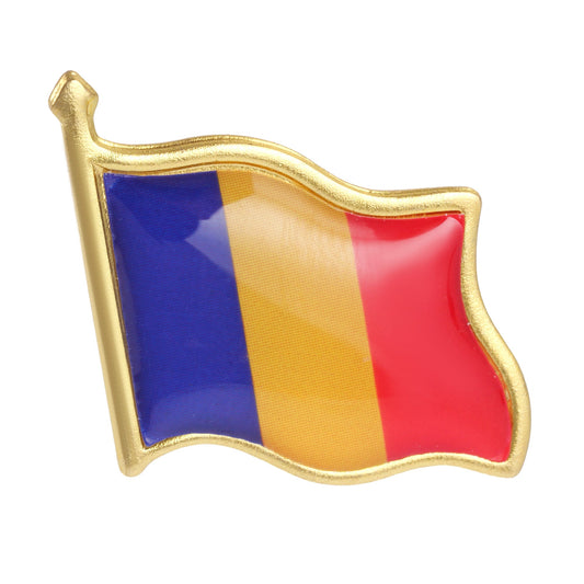 Pin metalic auriu steag ROMÂNIA