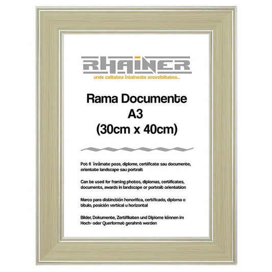 Ramă foto Malaga crem+argintiu A3