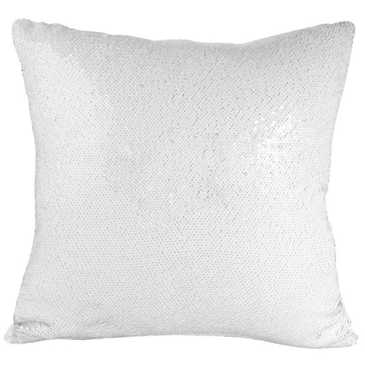 Husă albă de pernă cu paiete 40x40