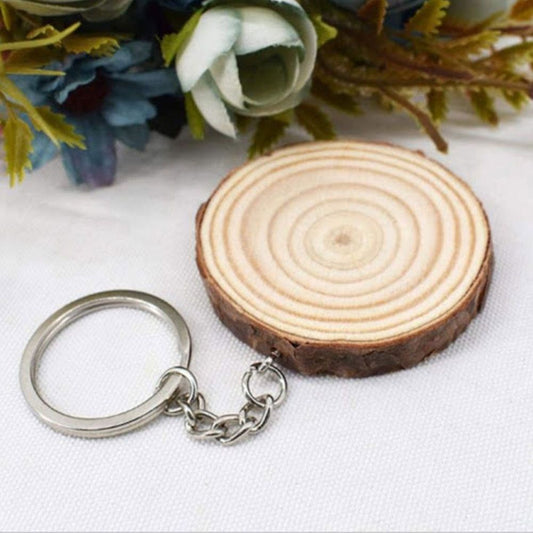 Breloc felie lemn rotund