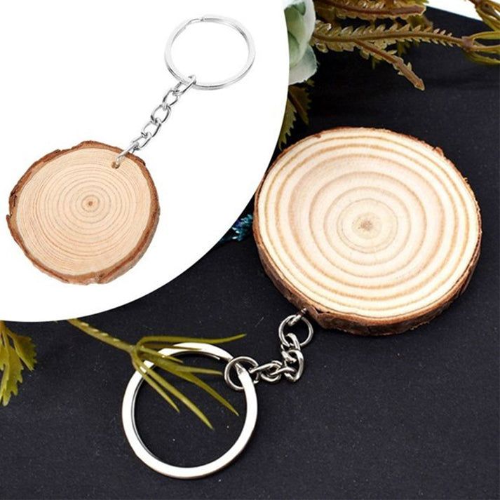 Breloc felie lemn rotund