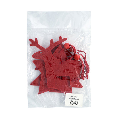 Set 3 ornamente textil de brad - roșu