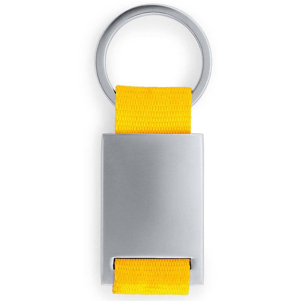 Breloc metalic cu bandă textilă