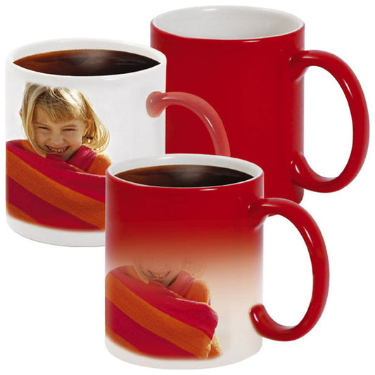 Cană termosensibilă roșu lucios + cutie individuală