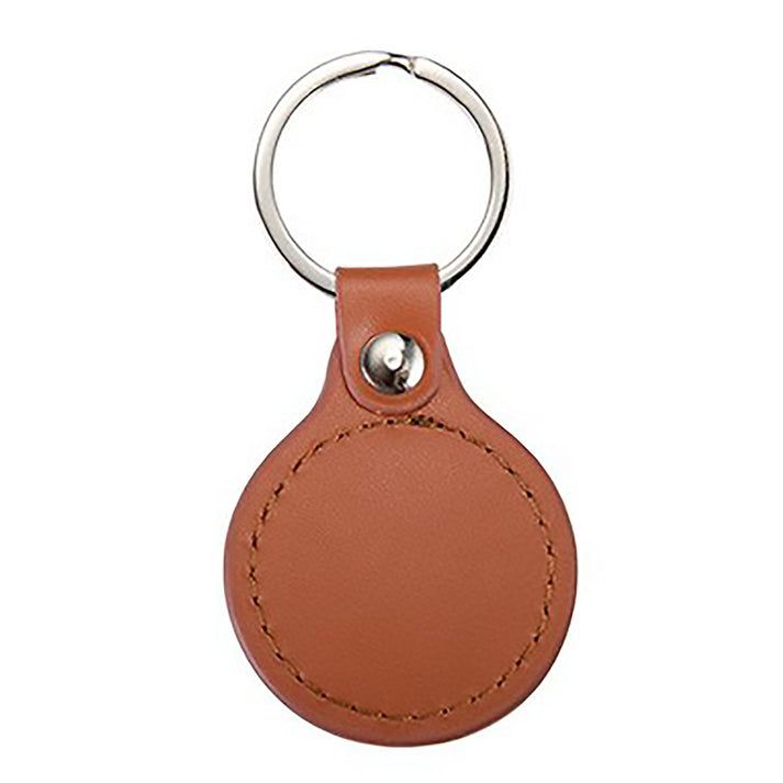 Breloc piele cu pandantiv metalic - rotund