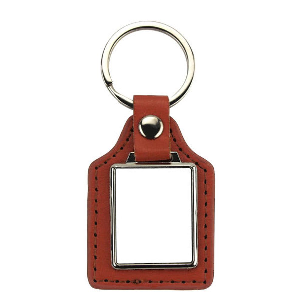 Breloc piele cu pandantiv metalic - dreptunghi