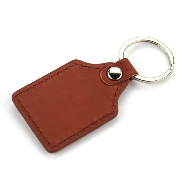 Breloc piele cu pandantiv metalic - dreptunghi