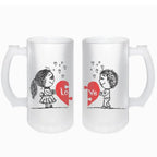 Set 2 halbe personalizate din sticlÄƒ sablatÄƒ