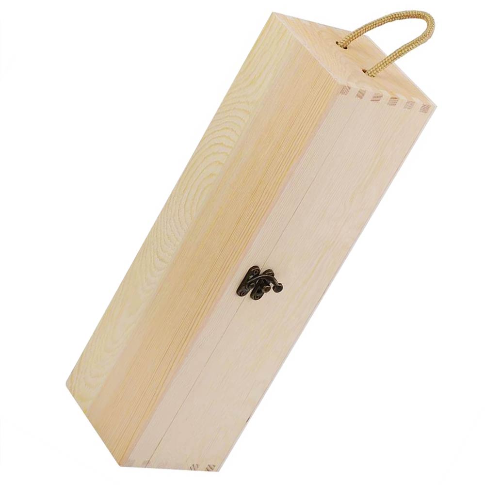 Cutie din lemn cu mâner - pentru sticla de vin