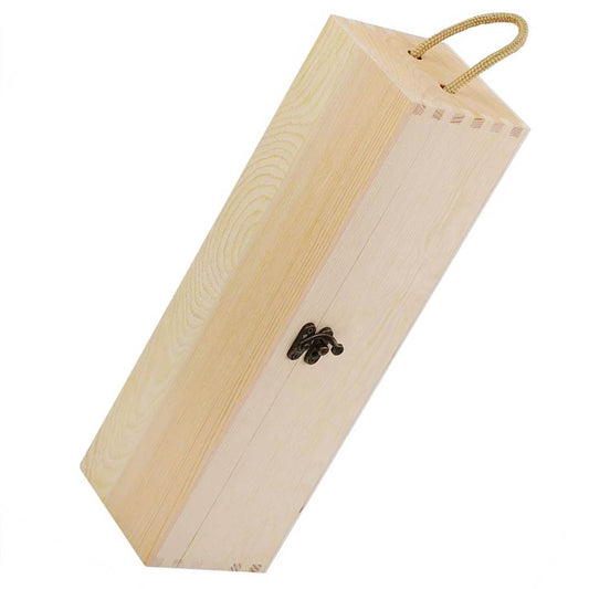 Cutie din lemn cu mâner - pentru sticla de vin