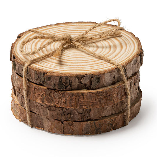 Set 4 felii de lemn in cutie -  10cm x 1cm grosime