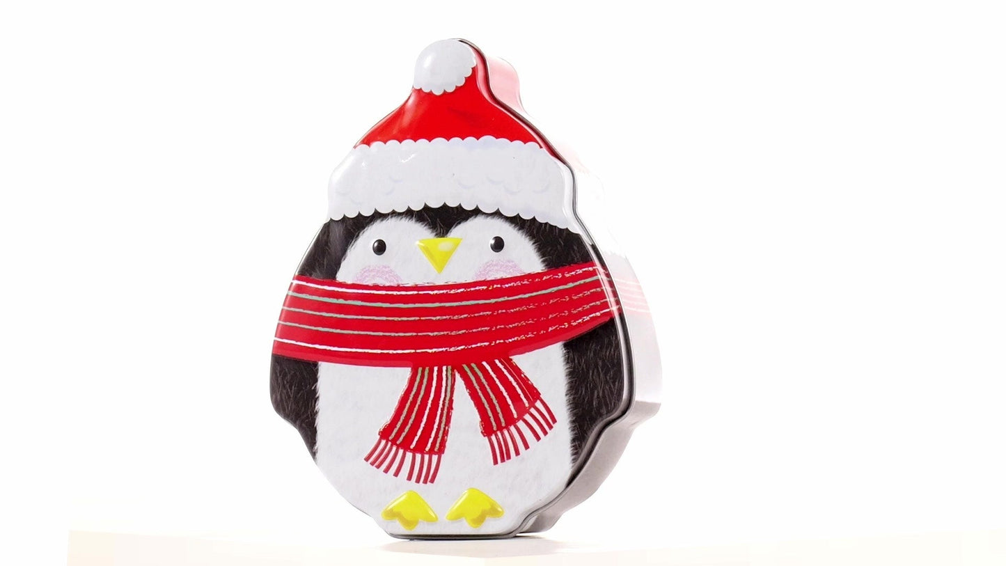 Cutie metalică cu formă de pinguin