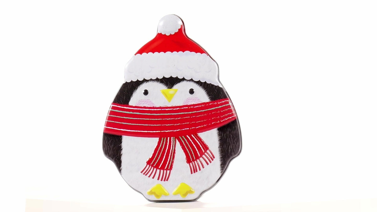 Cutie metalică cu formă de pinguin