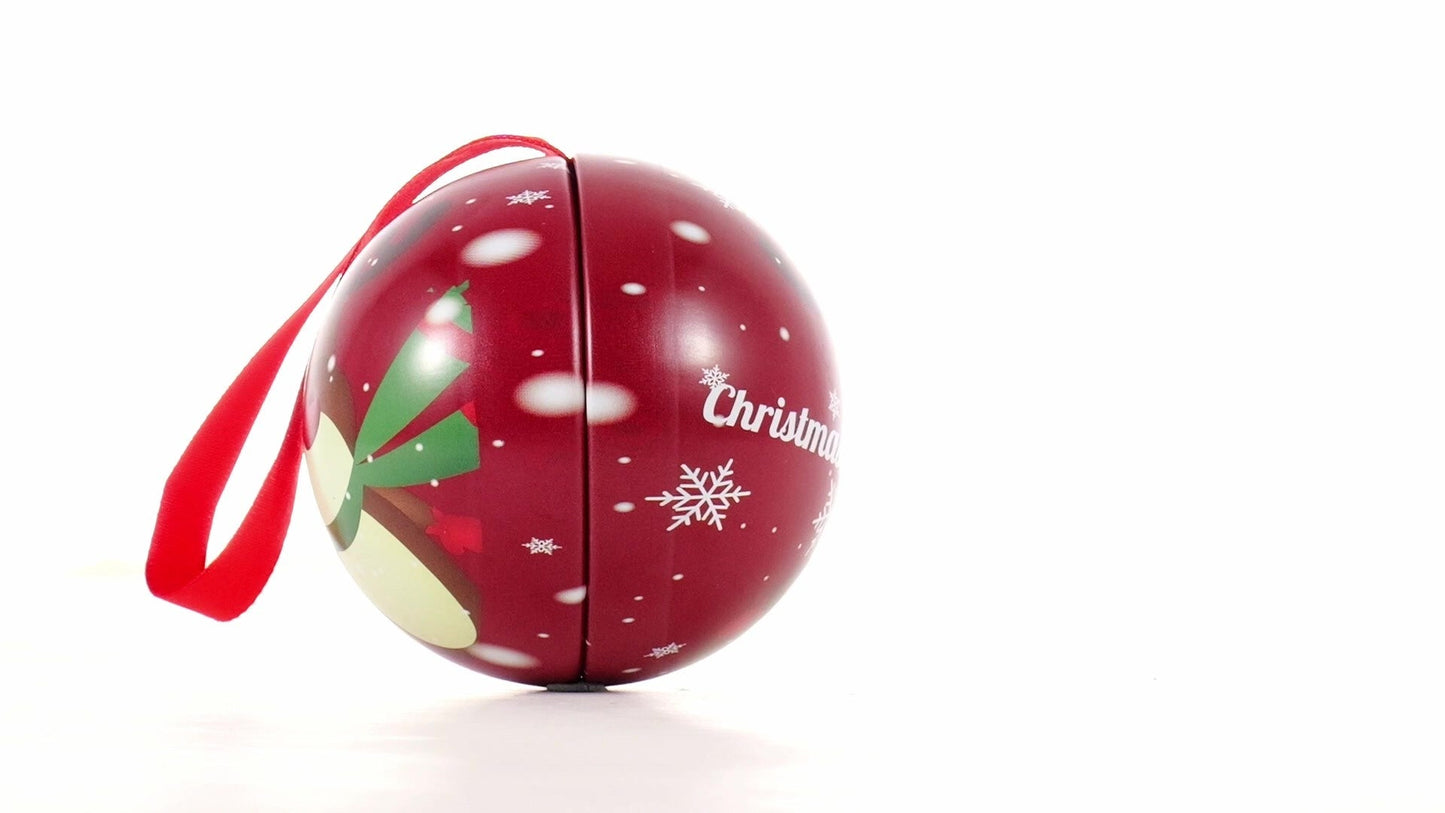 Glob de brad metalic roșu cu model ren Ø7 cm