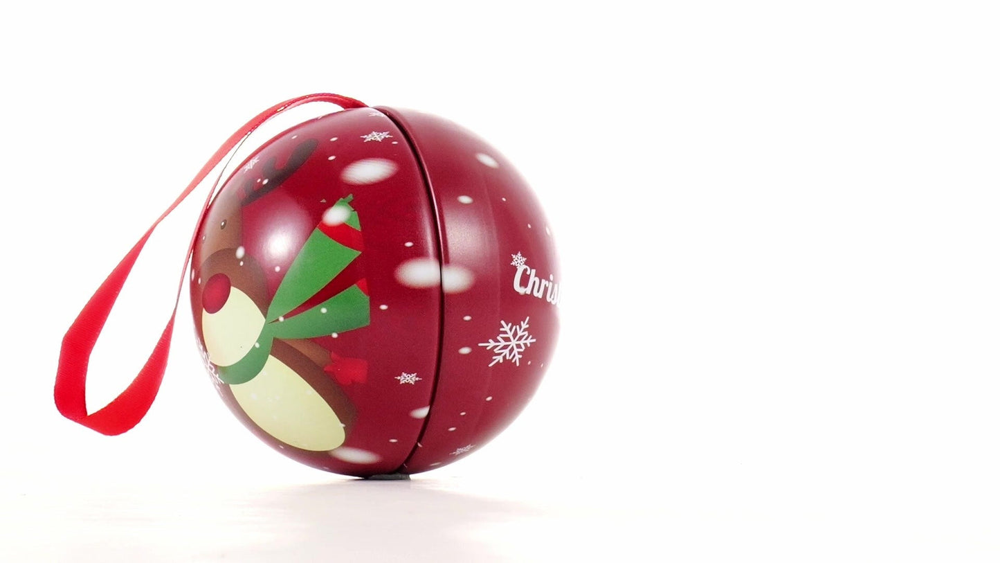 Glob de brad metalic roșu cu model ren Ø7 cm