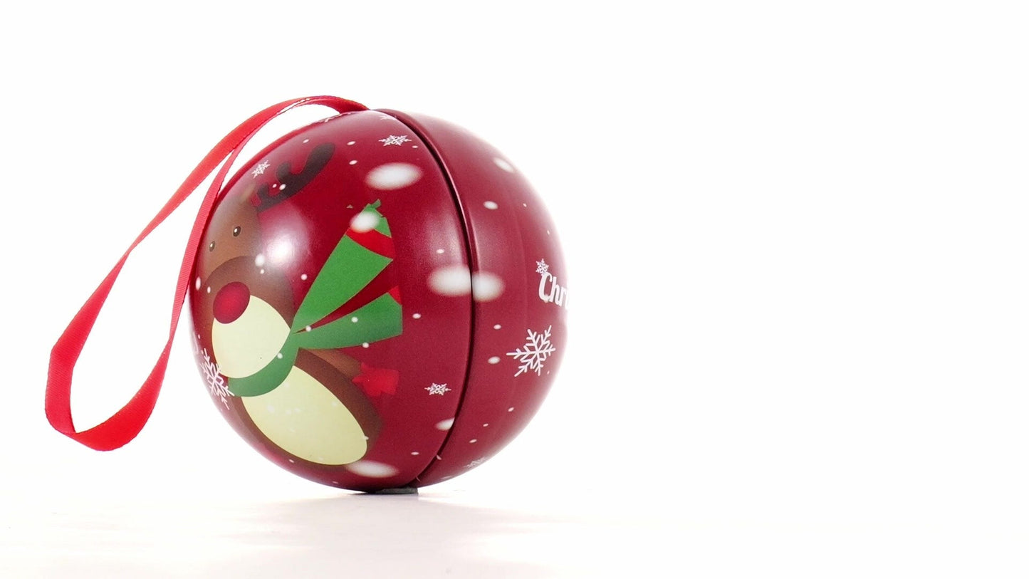 Glob de brad metalic roșu cu model ren Ø7 cm