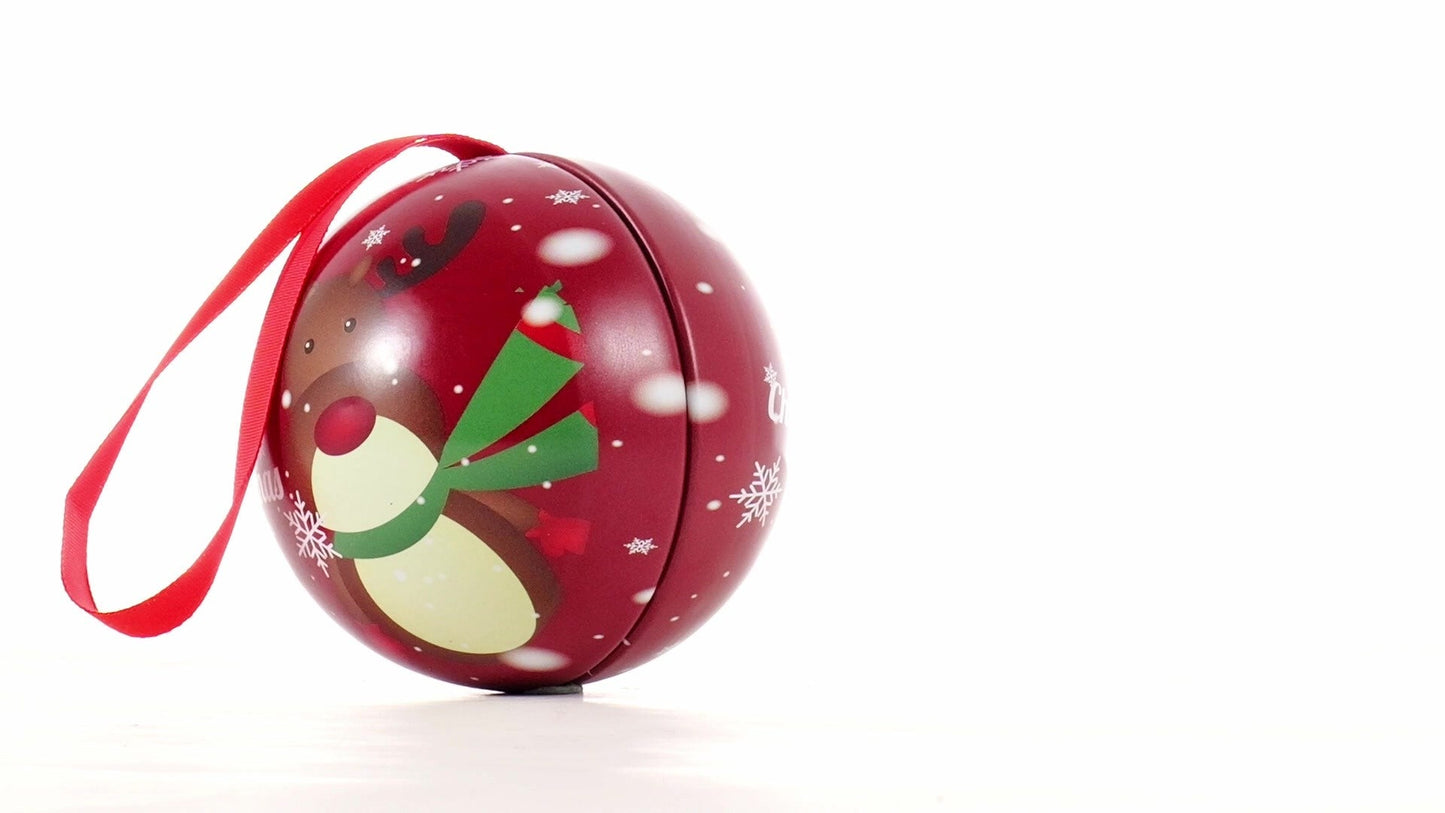 Glob de brad metalic roșu cu model ren Ø7 cm