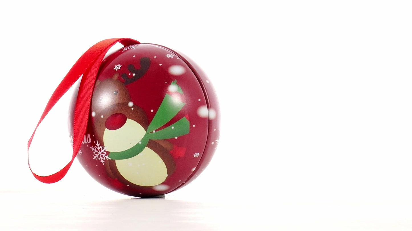 Glob de brad metalic roșu cu model ren Ø7 cm