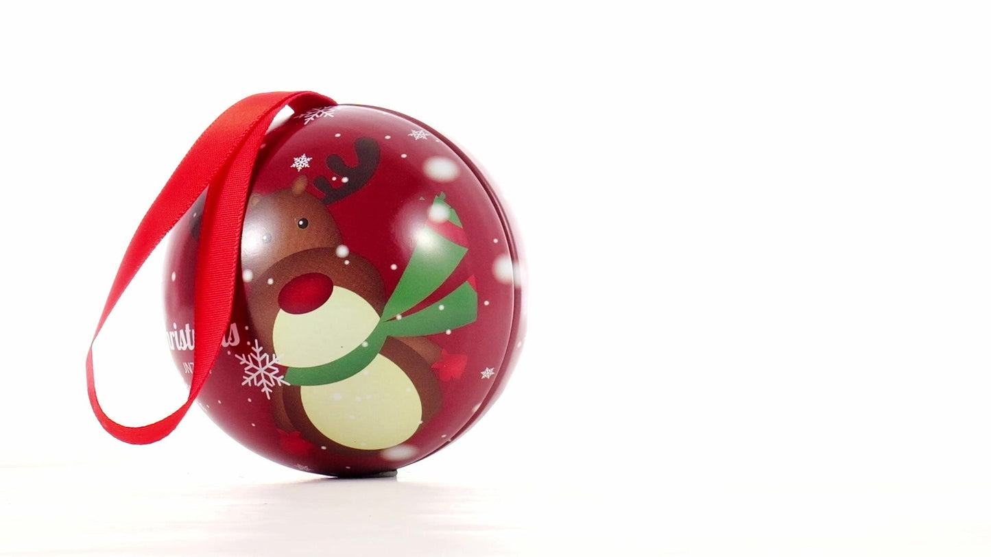 Glob de brad metalic roșu cu model ren Ø7 cm