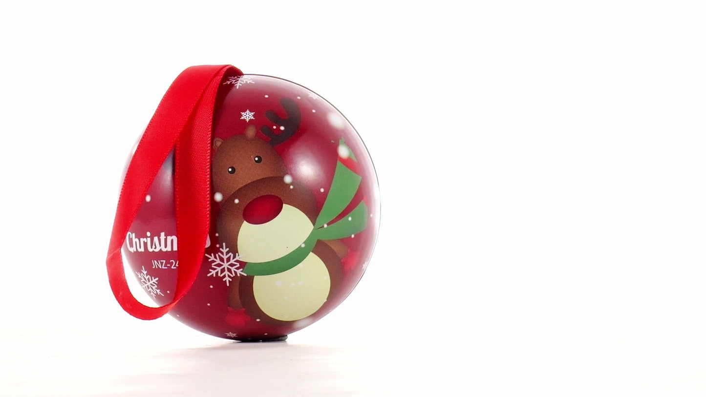 Glob de brad metalic roșu cu model ren Ø7 cm