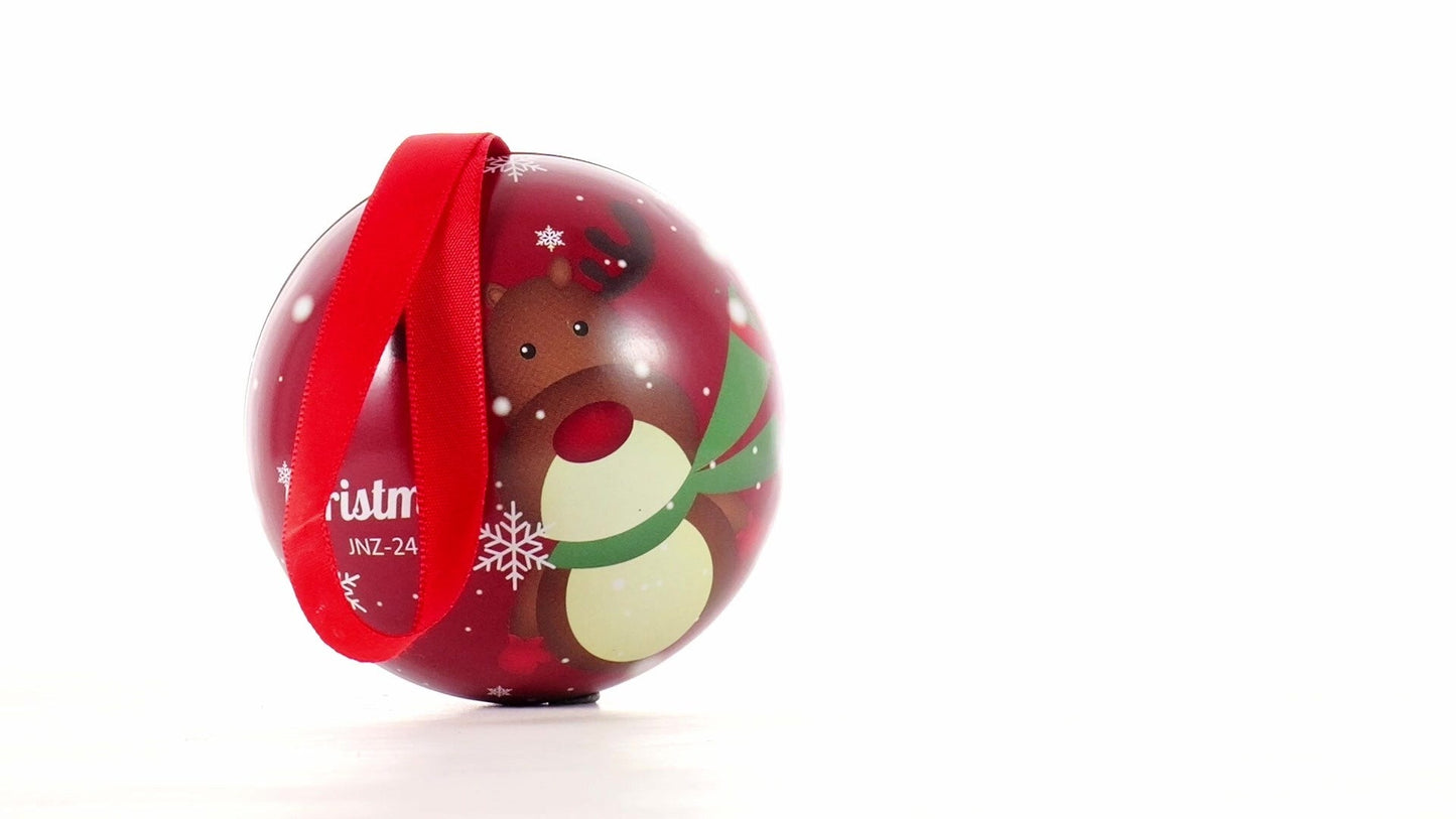 Glob de brad metalic roșu cu model ren Ø7 cm