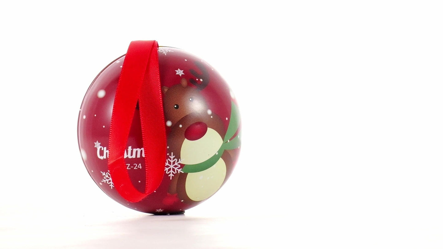 Glob de brad metalic roșu cu model ren Ø7 cm