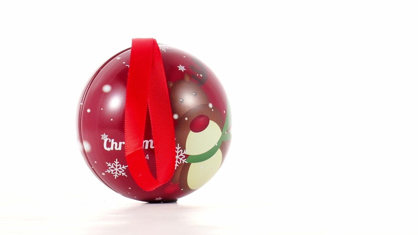 Glob de brad metalic roșu cu model ren Ø7 cm