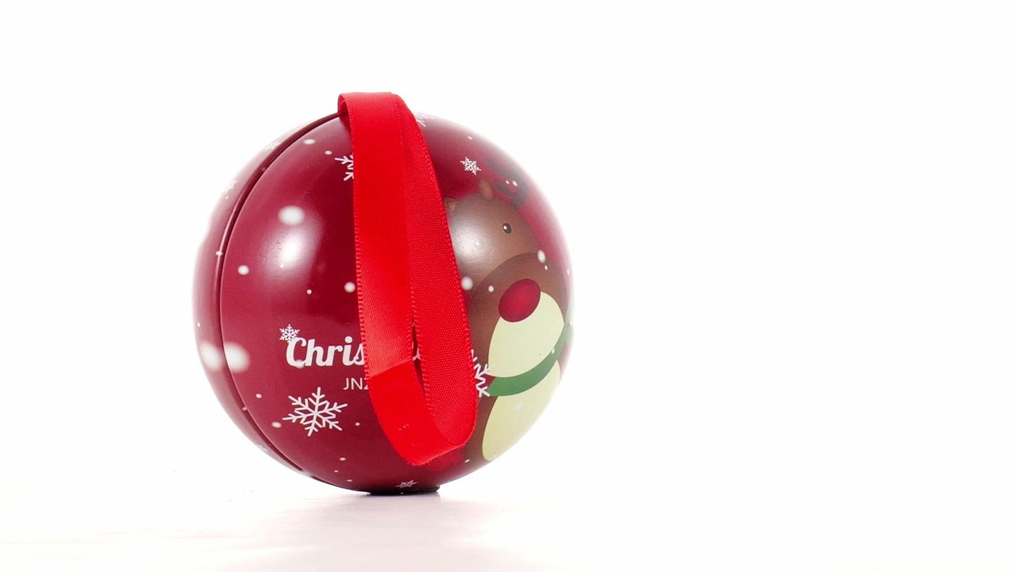 Glob de brad metalic roșu cu model ren Ø7 cm