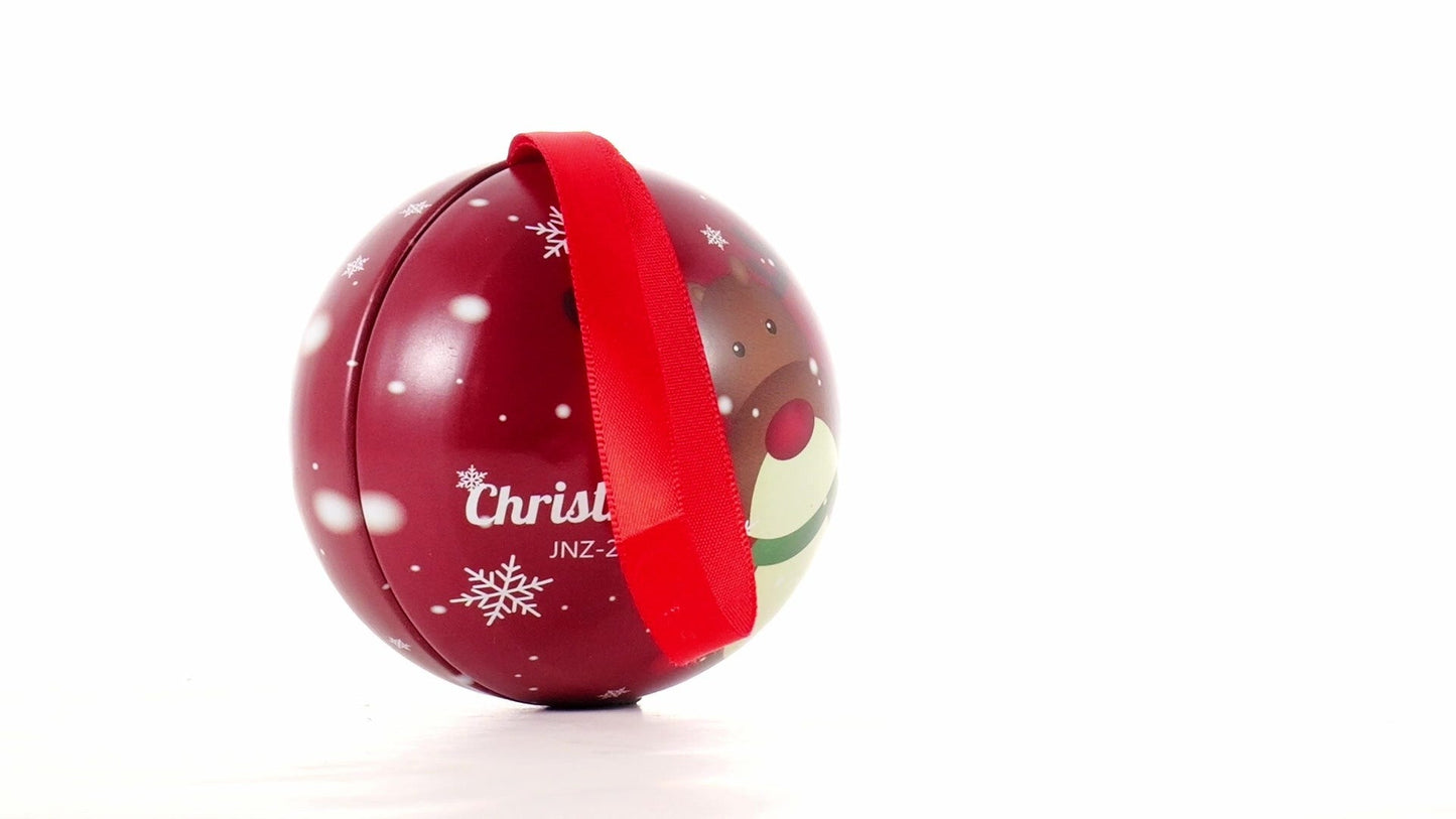 Glob de brad metalic roșu cu model ren Ø7 cm