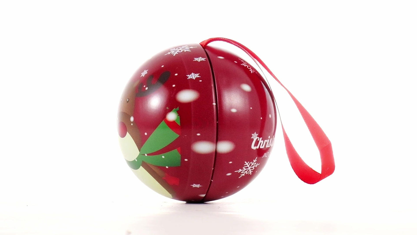 Glob de brad metalic roșu cu model ren Ø7 cm