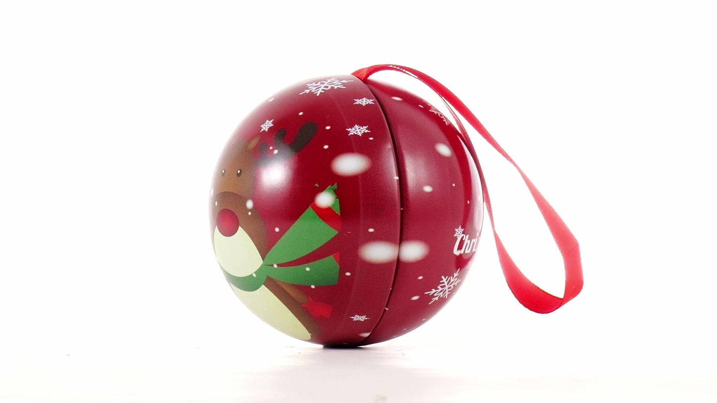 Glob de brad metalic roșu cu model ren Ø7 cm