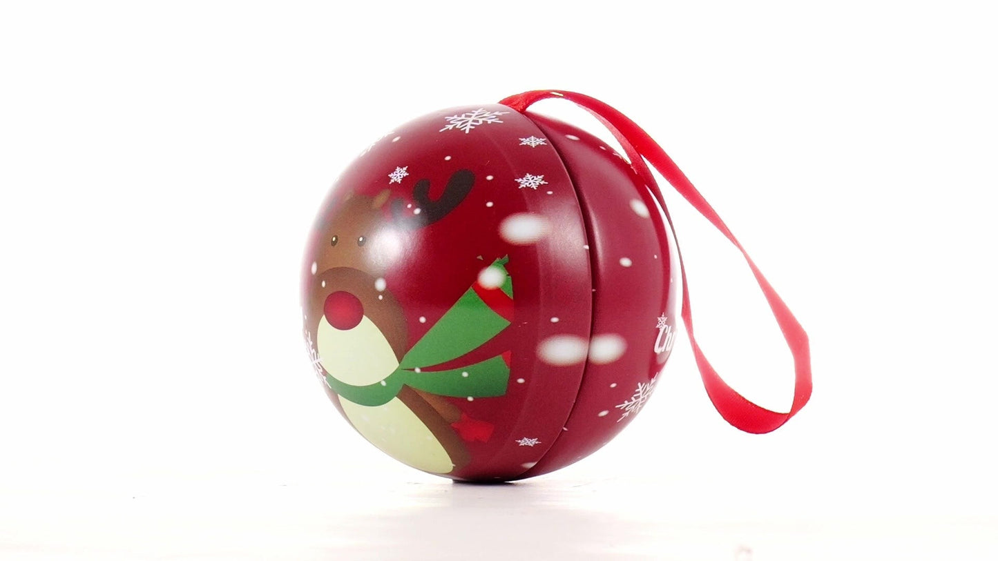 Glob de brad metalic roșu cu model ren Ø7 cm