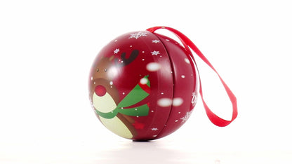 Glob de brad metalic roșu cu model ren Ø7 cm