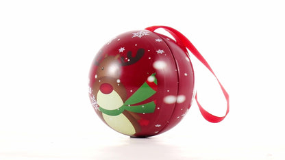 Glob de brad metalic roșu cu model ren Ø7 cm