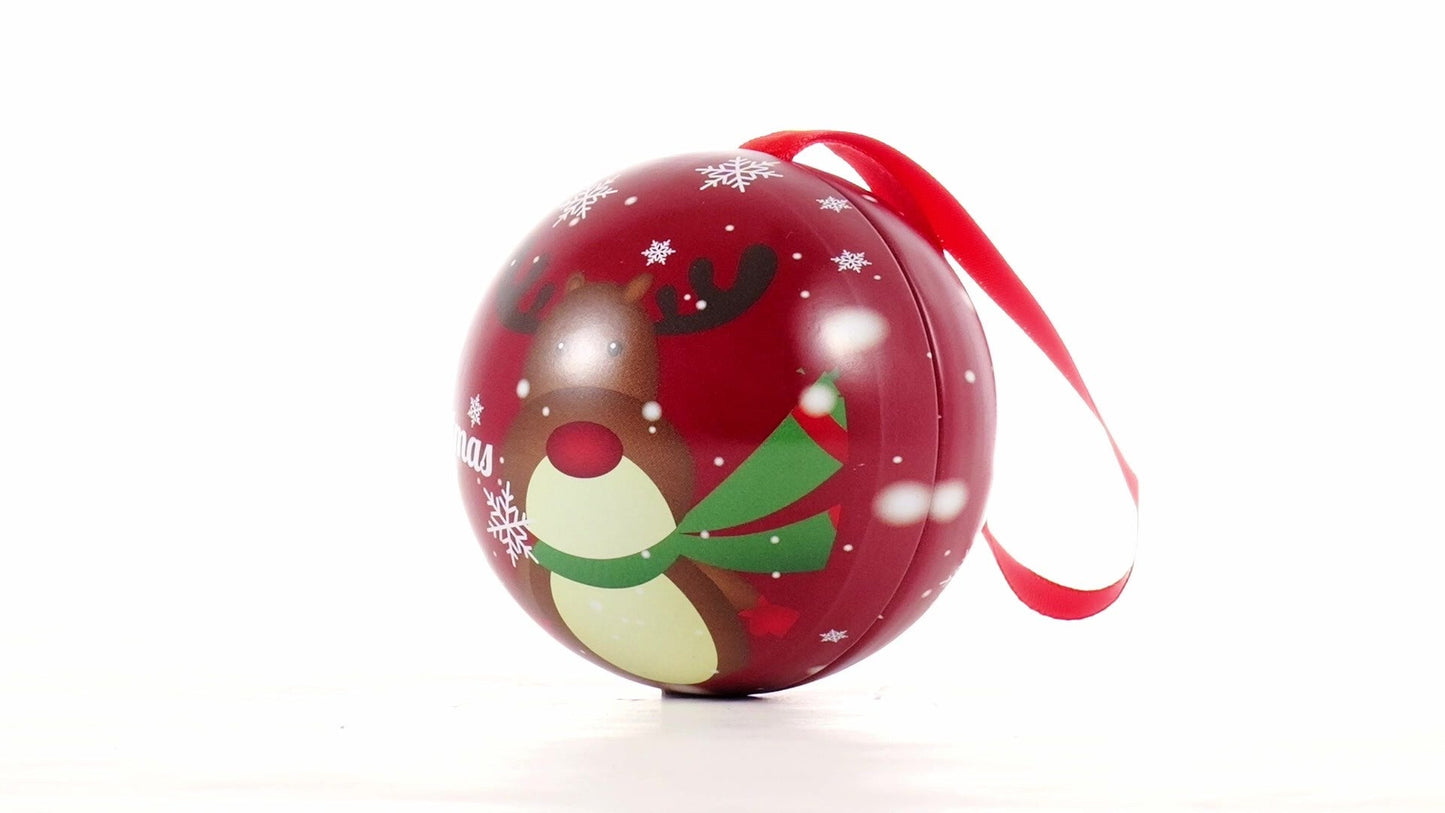 Glob de brad metalic roșu cu model ren Ø7 cm