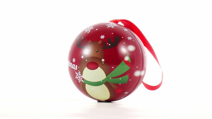 Glob de brad metalic roșu cu model ren Ø7 cm