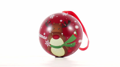 Glob de brad metalic roșu cu model ren Ø7 cm