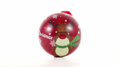 Glob de brad metalic roșu cu model ren Ø7 cm