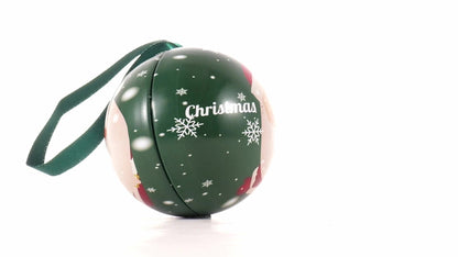 Glob de brad metalic verde cu model Moș Crăciun Ø7 cm