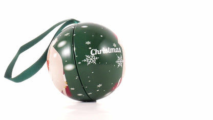 Glob de brad metalic verde cu model Moș Crăciun Ø7 cm