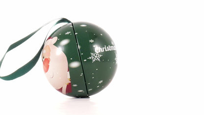 Glob de brad metalic verde cu model Moș Crăciun Ø7 cm