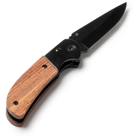 Briceag negru cu mâner de lemn gravabil GOLIAT