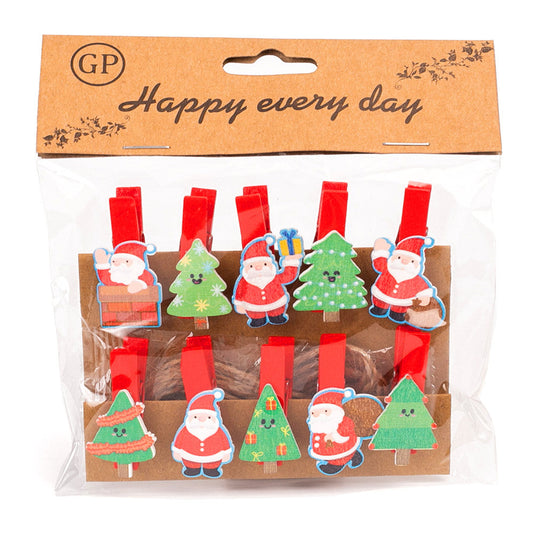 Mini cârlige decorative CRĂCIUN1 - set 10 buc